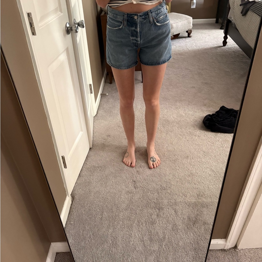 Agolde Light Blue Denim Jean Shorts